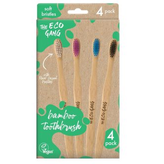 Cepillo de dientes de bambú suave para adultos.