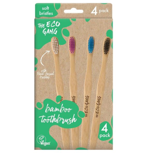 Cepillo de dientes de bambú suave para adultos.